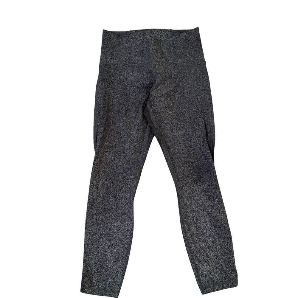 Lululemon High-Rise Cropped Leggings Gray Speckled Mesh Panel Size 8